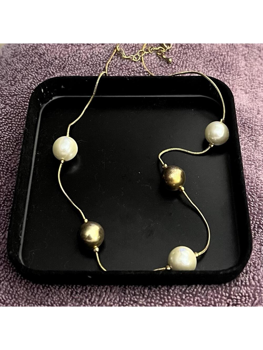 Monet Faux Pearl Gold-Toned Necklace